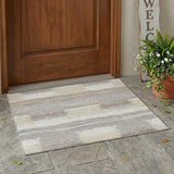 3' X 5' Ivory And Silver Geometric Washable Indoor Outdoor Area Rug