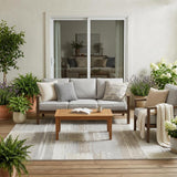 5' X 8' Ivory And Silver Geometric Washable Indoor Outdoor Area Rug