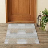 3' X 5' Silver And Gray Geometric Washable Indoor Outdoor Area Rug