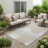 5' X 8' Silver And Gray Geometric Washable Indoor Outdoor Area Rug