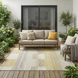 5' X 8' Wheat And Gold Geometric Washable Indoor Outdoor Area Rug