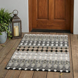 3' X 5' Black And Pewter Striped Washable Indoor Outdoor Area Rug