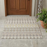 3' X 5' Ivory And Pewter Striped Washable Indoor Outdoor Area Rug