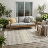 5' X 8' Ivory And Pewter Striped Washable Indoor Outdoor Area Rug