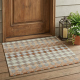 3' X 5' Orange And Taupe Striped Washable Indoor Outdoor Area Rug