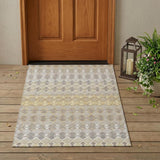 3' X 5' Wheat And Gold Striped Washable Indoor Outdoor Area Rug