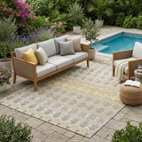 5' X 8' Wheat And Gold Striped Washable Indoor Outdoor Area Rug
