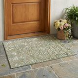 3' X 5' Green And Khaki Floral Washable Indoor Outdoor Area Rug
