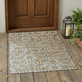 3' X 5' Khaki And Brown Floral Washable Indoor Outdoor Area Rug