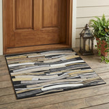 3' X 5' Black And Graphite Striped Washable Indoor Outdoor Area Rug