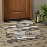 3' X 5' Chocolate And Brown Striped Washable Indoor Outdoor Area Rug
