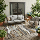 5' X 8' Chocolate And Brown Striped Washable Indoor Outdoor Area Rug