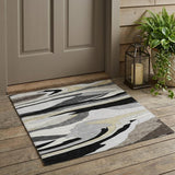 3' X 5' Black And Gray Abstract Washable Indoor Outdoor Area Rug