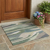 3' X 5' Green And Gray Abstract Washable Indoor Outdoor Area Rug