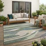 5' X 8' Green And Gray Abstract Washable Indoor Outdoor Area Rug