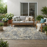 5' X 8' Gray And Khaki Abstract Washable Indoor Outdoor Area Rug
