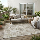 5' X 8' Ivory And Silver Abstract Washable Indoor Outdoor Area Rug