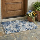 3' X 5' Navy Blue And Blue Abstract Washable Indoor Outdoor Area Rug