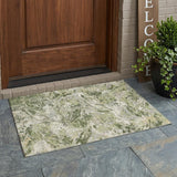 3' X 5' Olive Green And Green Abstract Washable Indoor Outdoor Area Rug