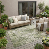 5' X 8' Olive Green And Green Abstract Washable Indoor Outdoor Area Rug