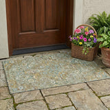 3' X 5' Green And Brown Floral Medallion Washable Indoor Outdoor Area Rug