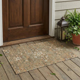 3' X 5' Copper And Orange Floral Medallion Washable Indoor Outdoor Area Rug