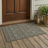 3' X 5' Black And Coffee Damask Washable Indoor Outdoor Area Rug