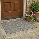 3' X 5' Chocolate And Brown Damask Washable Indoor Outdoor Area Rug