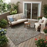 5' X 8' Chocolate And Brown Damask Washable Indoor Outdoor Area Rug