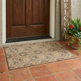 3' X 5' Copper And Orange Damask Washable Indoor Outdoor Area Rug