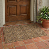 3' X 5' Orange And Brown Damask Washable Indoor Outdoor Area Rug