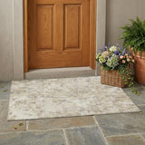 3' X 5' Ivory And Silver Abstract Washable Indoor Outdoor Area Rug