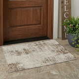 3' X 5' Beige And Brown Abstract Washable Indoor Outdoor Area Rug