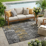 5' X 8' Black And Gray Abstract Washable Indoor Outdoor Area Rug