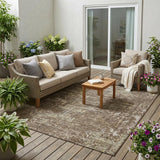 5' X 8' Chocolate And Brown Abstract Washable Indoor Outdoor Area Rug