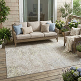 5' X 8' Ivory And Silver Abstract Washable Indoor Outdoor Area Rug