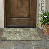 3' X 5' Olive Green And Green Abstract Washable Indoor Outdoor Area Rug