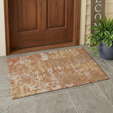 3' X 5' Orange And Beige Abstract Washable Indoor Outdoor Area Rug