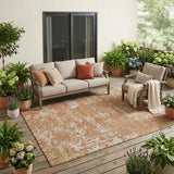 5' X 8' Orange And Beige Abstract Washable Indoor Outdoor Area Rug
