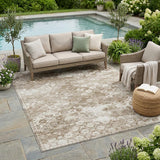 5' X 8' Beige And Brown Floral Medallion Washable Indoor Outdoor Area Rug