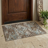 3' X 5' Brown And Coffee Floral Medallion Washable Indoor Outdoor Area Rug