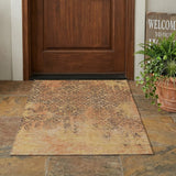 3' X 5' Copper And Orange Abstract Washable Indoor Outdoor Area Rug