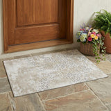 3' X 5' Ivory And Silver Abstract Washable Indoor Outdoor Area Rug