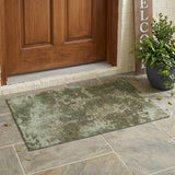 3' X 5' Olive Green And Green Abstract Washable Indoor Outdoor Area Rug