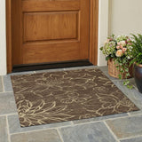 3' X 5' Chocolate And Brown Floral Washable Indoor Outdoor Area Rug