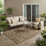5' X 8' Chocolate And Brown Floral Washable Indoor Outdoor Area Rug