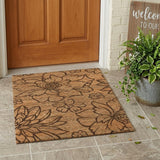 3' X 5' Copper And Orange Floral Washable Indoor Outdoor Area Rug