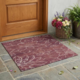 3' X 5' Eggplant And Purple Floral Washable Indoor Outdoor Area Rug
