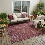 5' X 8' Eggplant And Purple Floral Washable Indoor Outdoor Area Rug