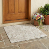 3' X 5' Ivory And Silver Floral Washable Indoor Outdoor Area Rug